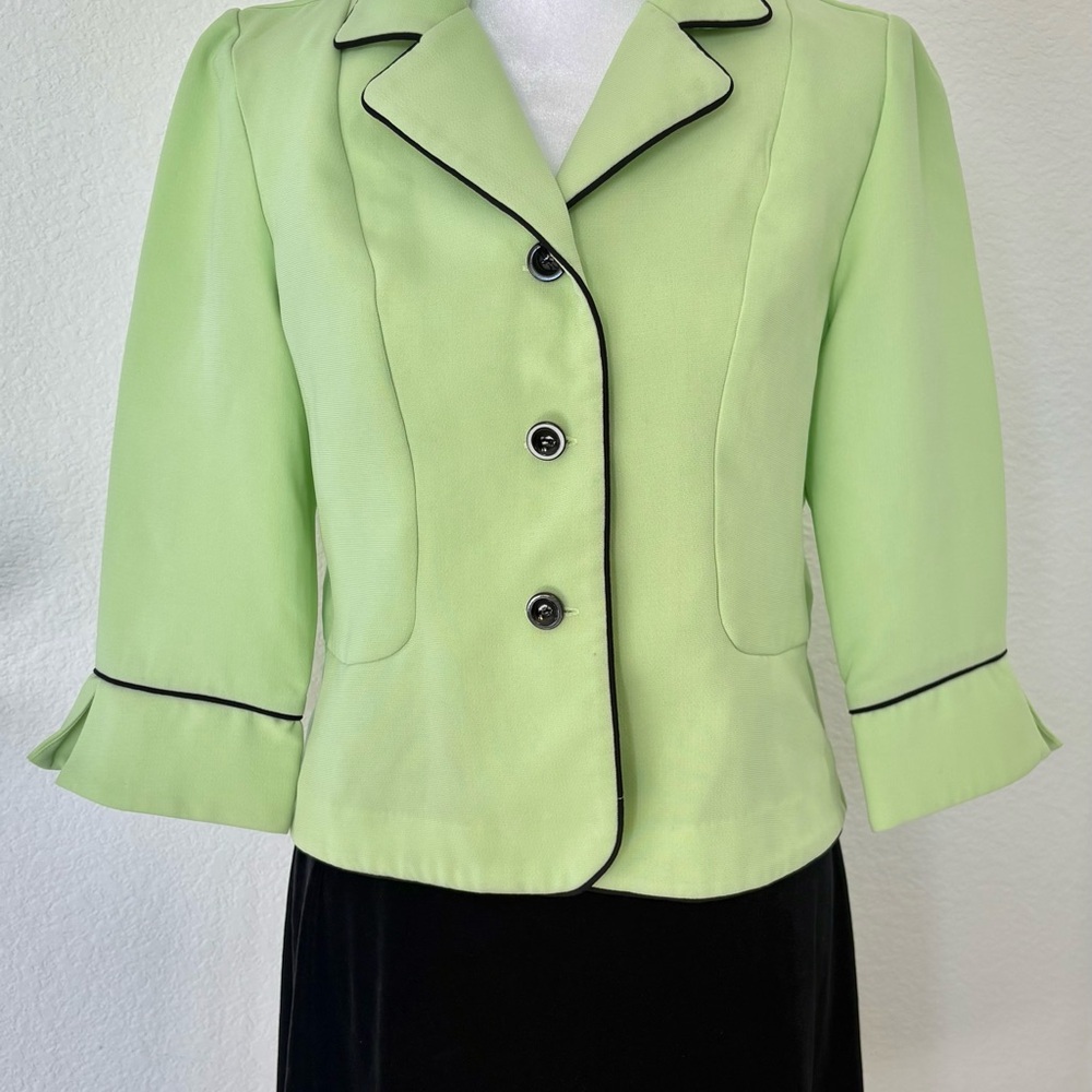 Studio Lime Green Blazer with Black Piping